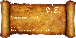 Vargyas Emil névjegykártya